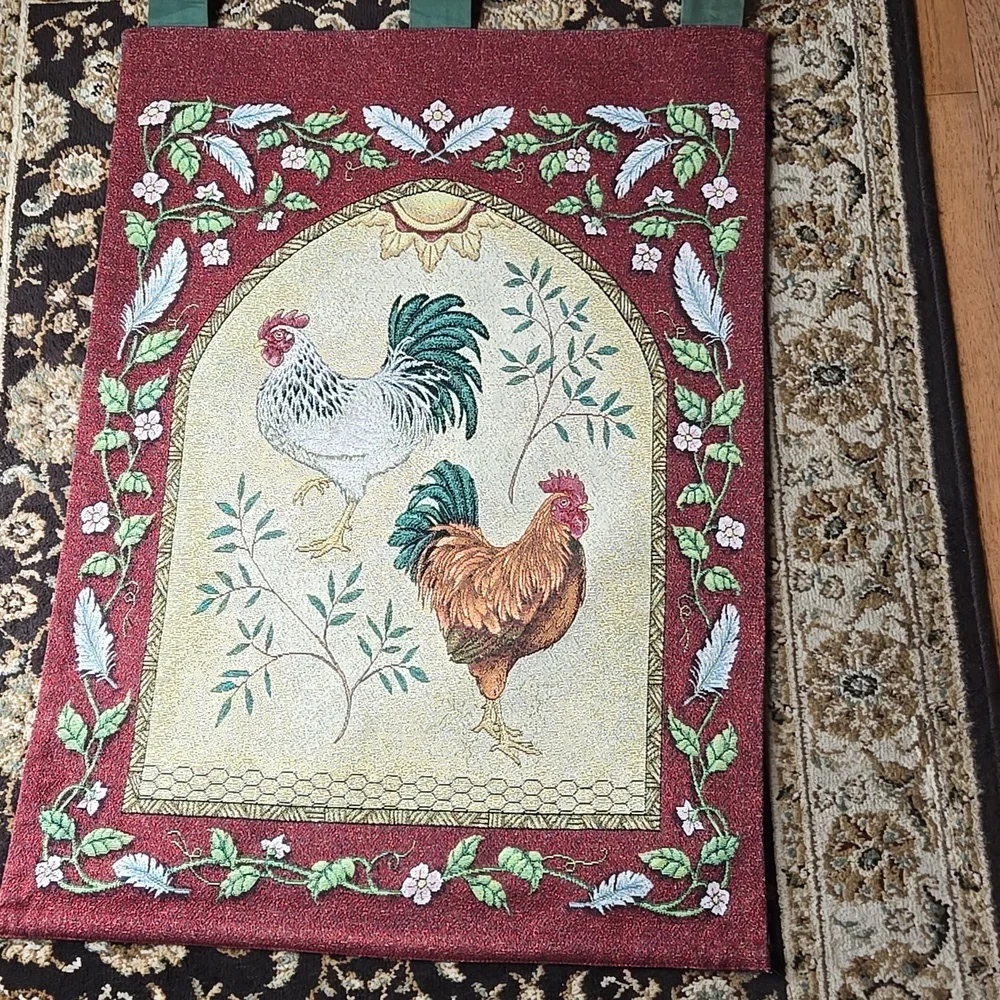 Rustic Rooster Tapestry Wall Hanging